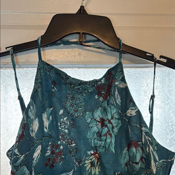 NWT Band of the Free Elegant Teal Floral Slip Spaghetti Strap Dress Size Medium - Picture 3 of 7